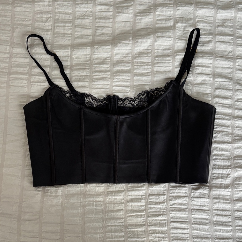 Meshki Satin and Lace Crop